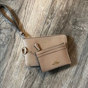 Coach Beige Wristlet and Card Holder Set